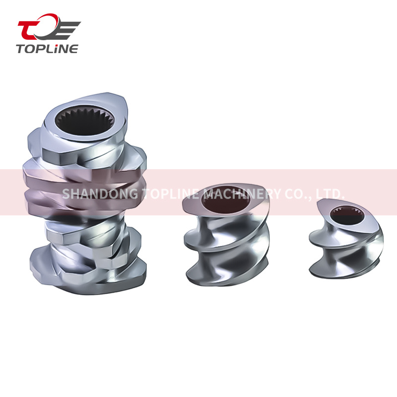 Pieza de extrusora para elemento de tornillo de extrusora de doble tornillo en barril de tornillo